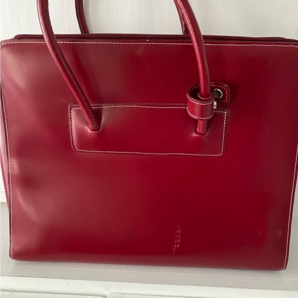 McKlein Lake Forest Laptop Briefcase Red Leather Satchel with side strap. LARGE - Picture 10 of 11